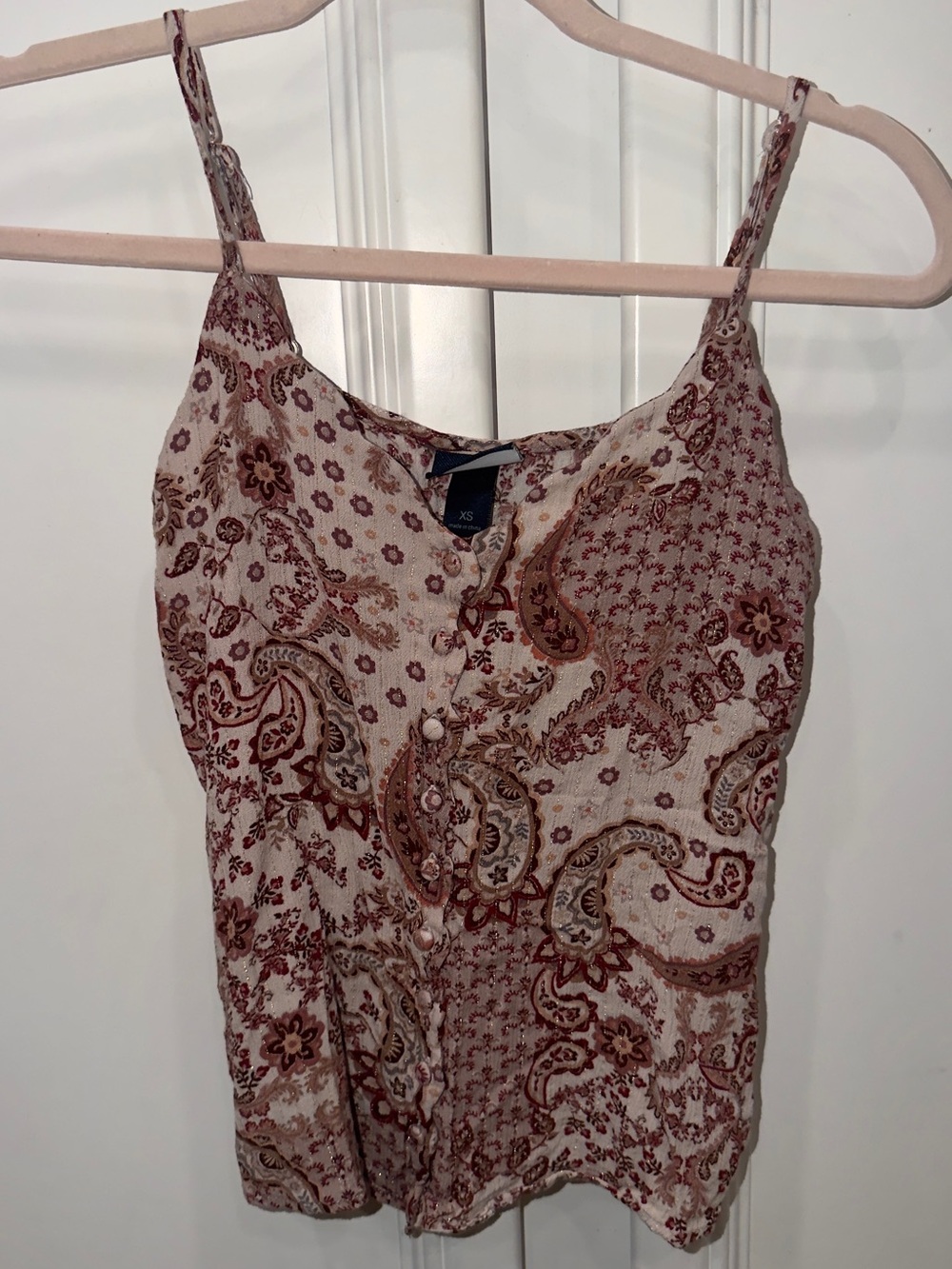 Daytrip Paisley Button-Front Cami in Beige and Rust